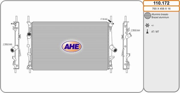 AHE 110.172 - Radiatore, Raffreddamento motore autozon.pro