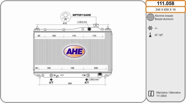 AHE 111.058 - Radiatore, Raffreddamento motore autozon.pro