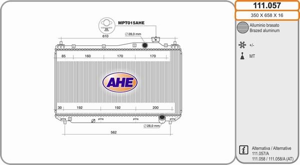 AHE 111.057 - Radiatore, Raffreddamento motore autozon.pro