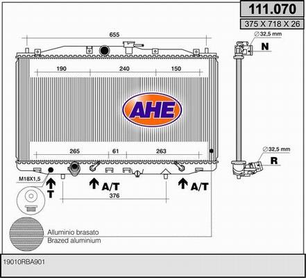 AHE 111.070 - Radiatore, Raffreddamento motore autozon.pro