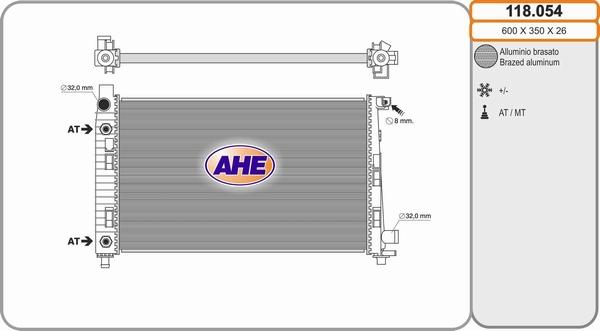 AHE 118.054 - Radiatore, Raffreddamento motore autozon.pro