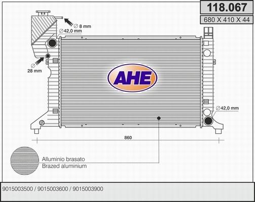 AHE 118.067 - Radiatore, Raffreddamento motore autozon.pro