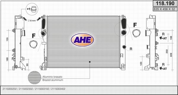 AHE 118.190 - Radiatore, Raffreddamento motore autozon.pro