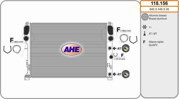 AHE 118.156 - Radiatore, Raffreddamento motore autozon.pro