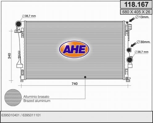 AHE 118.167 - Radiatore, Raffreddamento motore autozon.pro