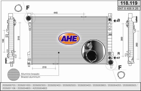 AHE 118.119 - Radiatore, Raffreddamento motore autozon.pro