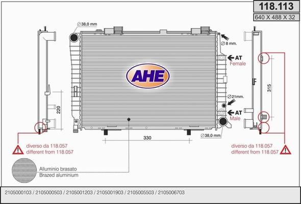 AHE 118.113 - Radiatore, Raffreddamento motore autozon.pro