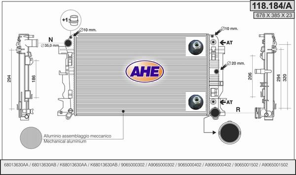 AHE 118.184/A - Radiatore, Raffreddamento motore autozon.pro