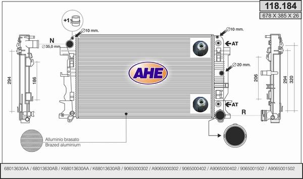 AHE 118.184 - Radiatore, Raffreddamento motore autozon.pro