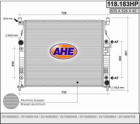 AHE 118.183HP - Radiatore, Raffreddamento motore autozon.pro