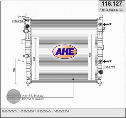 AHE 118.127 - Radiatore, Raffreddamento motore autozon.pro