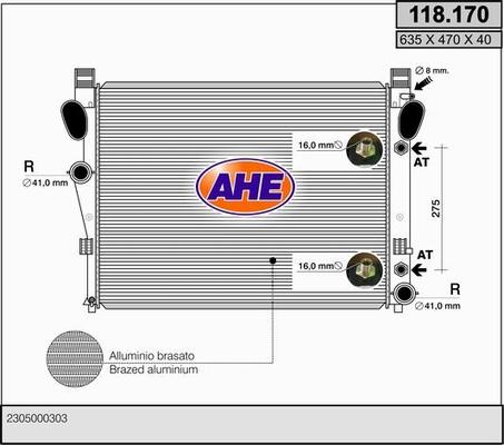 AHE 118.170 - Radiatore, Raffreddamento motore autozon.pro