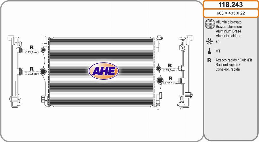 AHE 118.243 - Radiatore, Raffreddamento motore autozon.pro