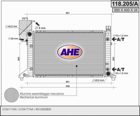 AHE 118.205/A - Radiatore, Raffreddamento motore autozon.pro