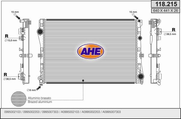 AHE 118.215 - Radiatore, Raffreddamento motore autozon.pro