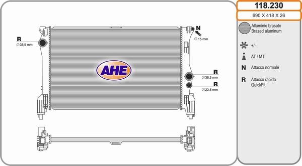 AHE 118.230 - Radiatore, Raffreddamento motore autozon.pro