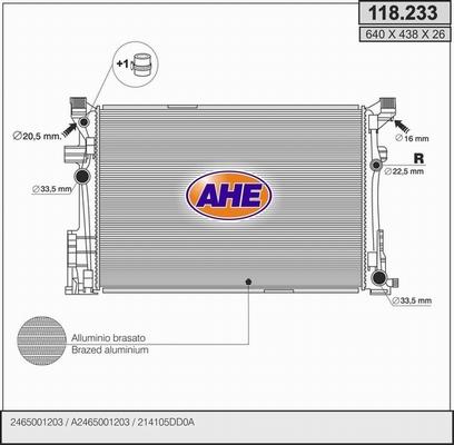 AHE 118.233 - Radiatore, Raffreddamento motore autozon.pro