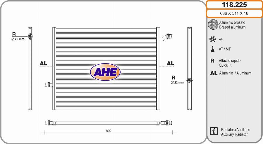 AHE 118.225 - Radiatore, Raffreddamento motore autozon.pro