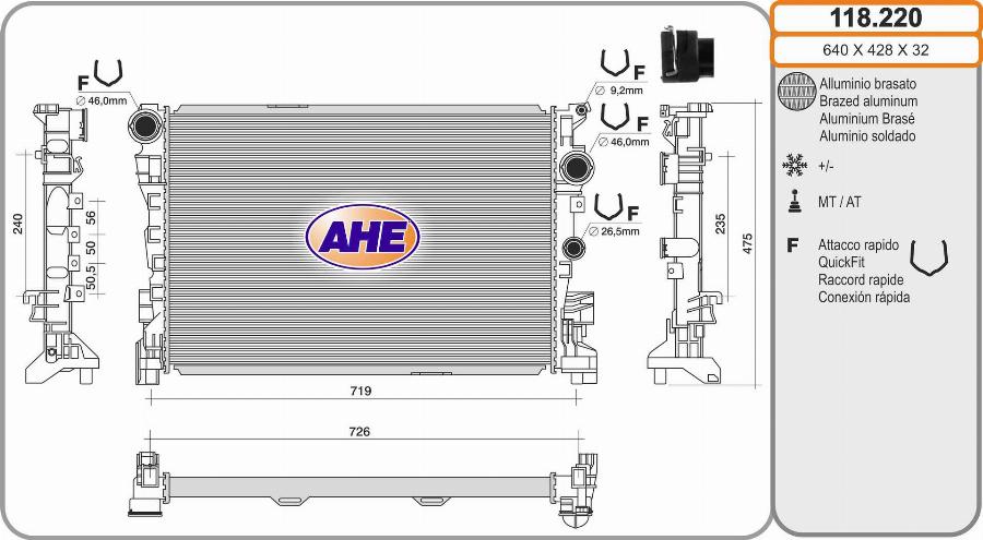 AHE 118.220 - Radiatore, Raffreddamento motore autozon.pro