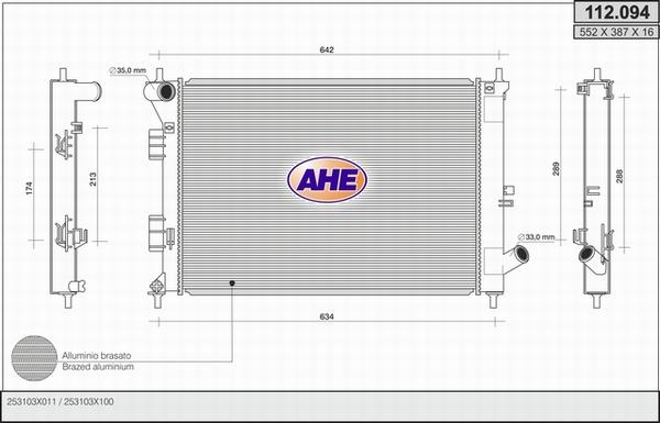 AHE 112.094 - Radiatore, Raffreddamento motore autozon.pro