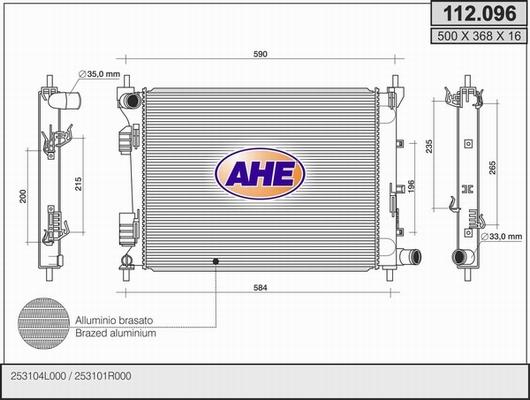 AHE 112.096 - Radiatore, Raffreddamento motore autozon.pro