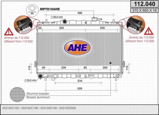 AHE 112.040 - Radiatore, Raffreddamento motore autozon.pro