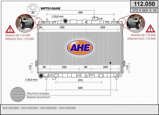 AHE 112.050 - Radiatore, Raffreddamento motore autozon.pro