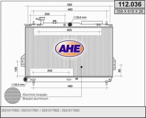 AHE 112.036 - Radiatore, Raffreddamento motore autozon.pro