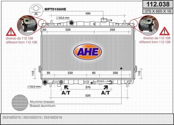 AHE 112.038 - Radiatore, Raffreddamento motore autozon.pro