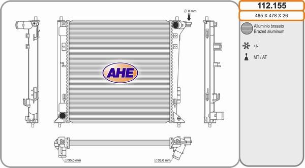 AHE 112.155 - Radiatore, Raffreddamento motore autozon.pro