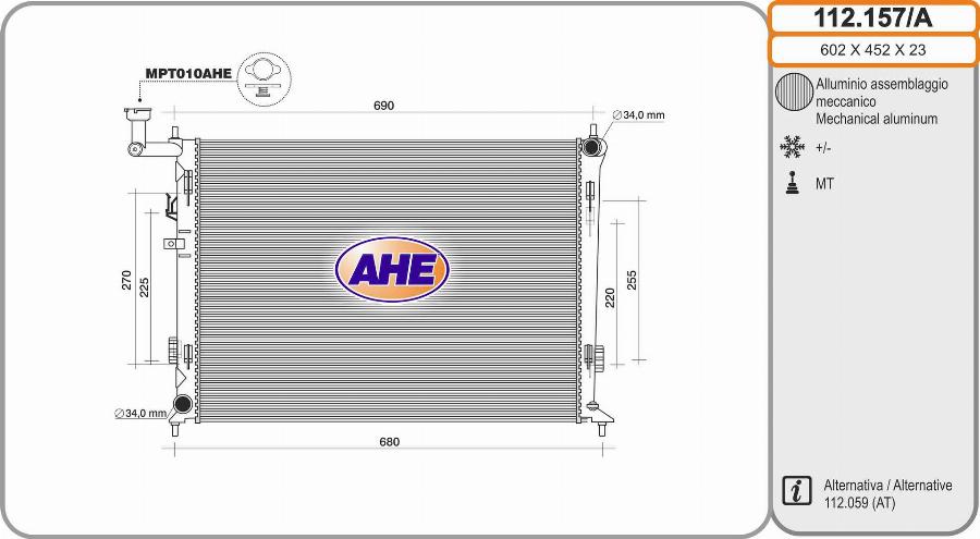 AHE 112.157/A - Radiatore, Raffreddamento motore autozon.pro