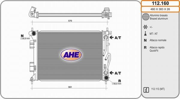 AHE 112.160 - Radiatore, Raffreddamento motore autozon.pro