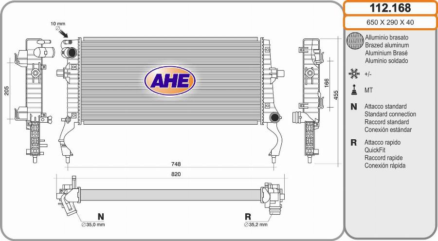 AHE 112.168 - Radiatore, Raffreddamento motore autozon.pro