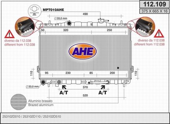 AHE 112.109 - Radiatore, Raffreddamento motore autozon.pro