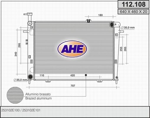 AHE 112.108 - Radiatore, Raffreddamento motore autozon.pro