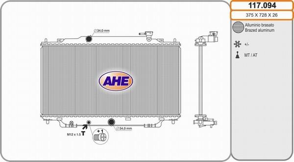 AHE 117.094 - Radiatore, Raffreddamento motore autozon.pro