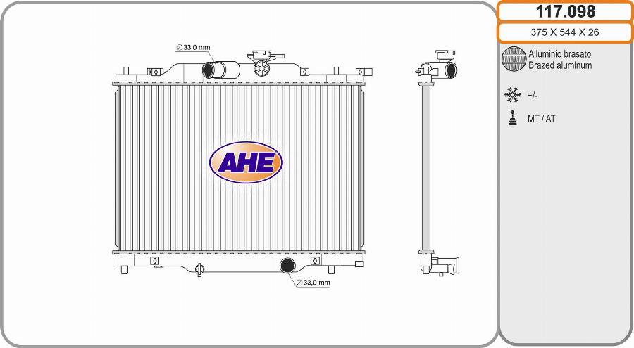 AHE 117.098 - Radiatore, Raffreddamento motore autozon.pro