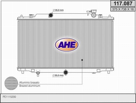 AHE 117.087 - Radiatore, Raffreddamento motore autozon.pro