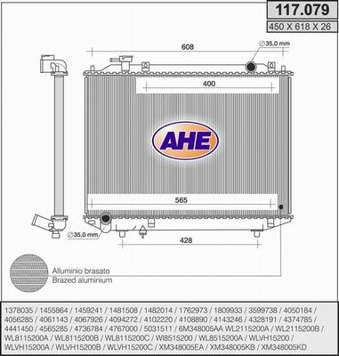 AHE 117.079 - Radiatore, Raffreddamento motore autozon.pro