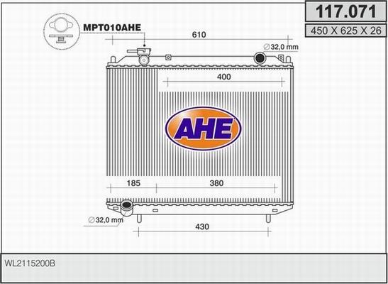 AHE 117.071 - Radiatore, Raffreddamento motore autozon.pro