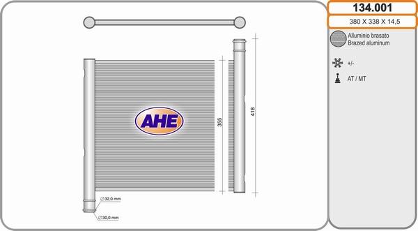 AHE 134.001 - Radiatore, Raffreddamento motore autozon.pro