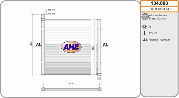 AHE 134.003 - Radiatore, Raffreddamento motore autozon.pro