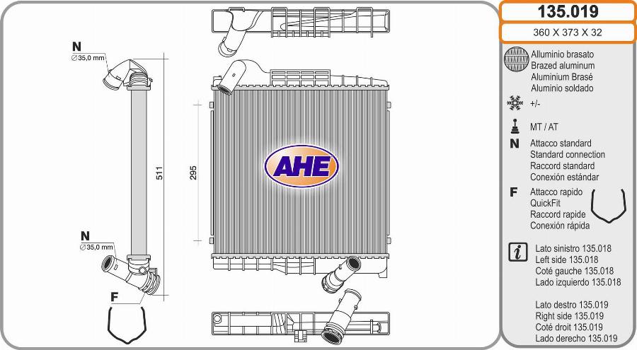 AHE 135.019 - Radiatore, Raffreddamento motore autozon.pro