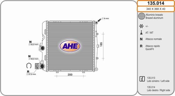 AHE 135.014 - Radiatore, Raffreddamento motore autozon.pro