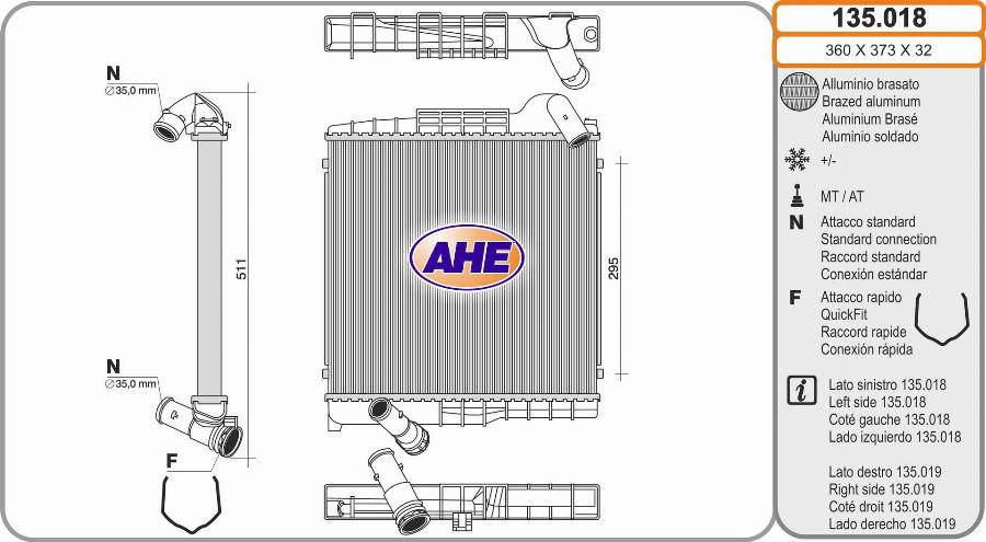 AHE 135.018 - Radiatore, Raffreddamento motore autozon.pro