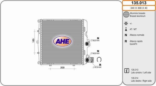 AHE 135.013 - Radiatore, Raffreddamento motore autozon.pro