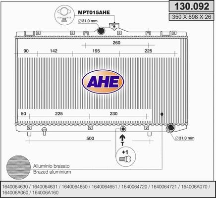 AHE 130.092 - Radiatore, Raffreddamento motore autozon.pro