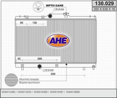 AHE 130.029 - Radiatore, Raffreddamento motore autozon.pro