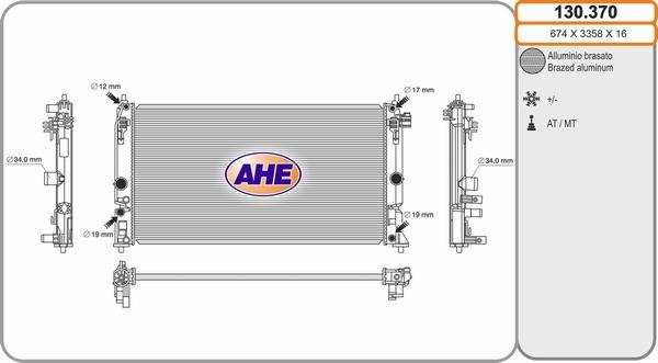 AHE 130.370 - Radiatore, Raffreddamento motore autozon.pro