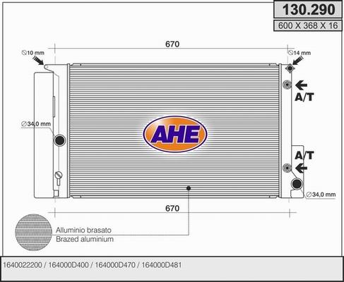 AHE 130.290 - Radiatore, Raffreddamento motore autozon.pro